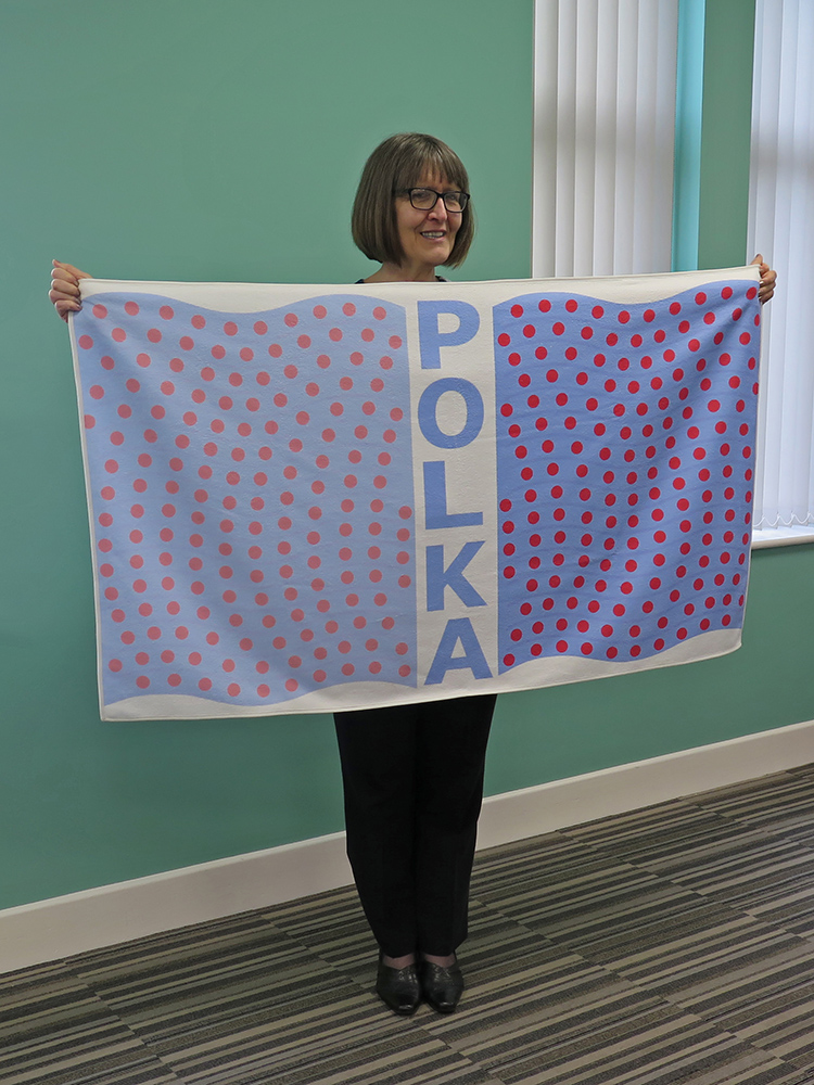 Jemma with POLKA towel gift