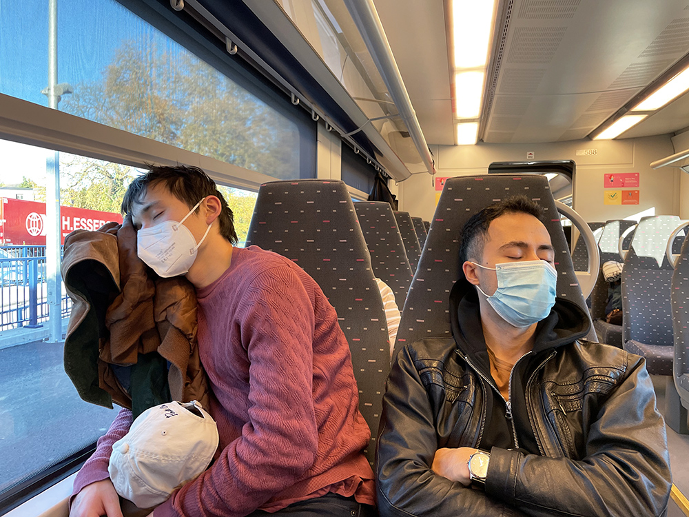 Peter Alex asleep on the train back to Leuven