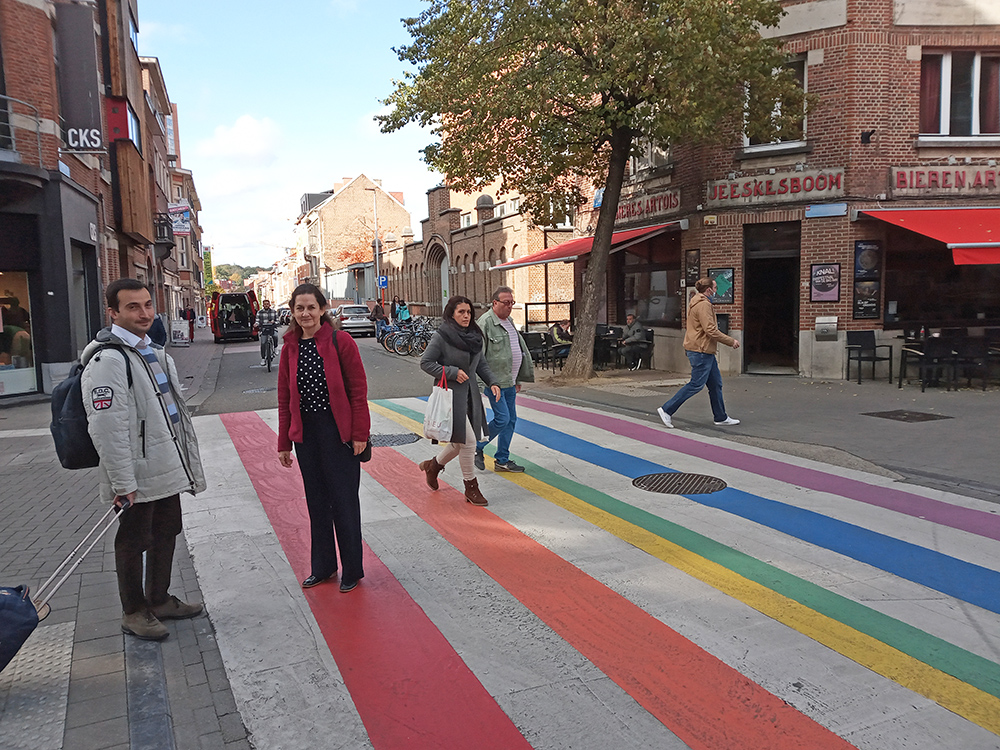 Maria & Giovanni on a "Pride" crossing in Leuven