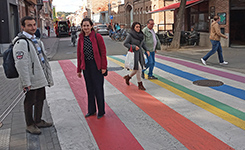 Maria & Giovanni on a "Pride" crossing in Leuven