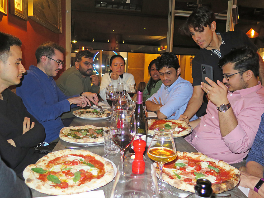 Group meal at Pizzeria, Leuven