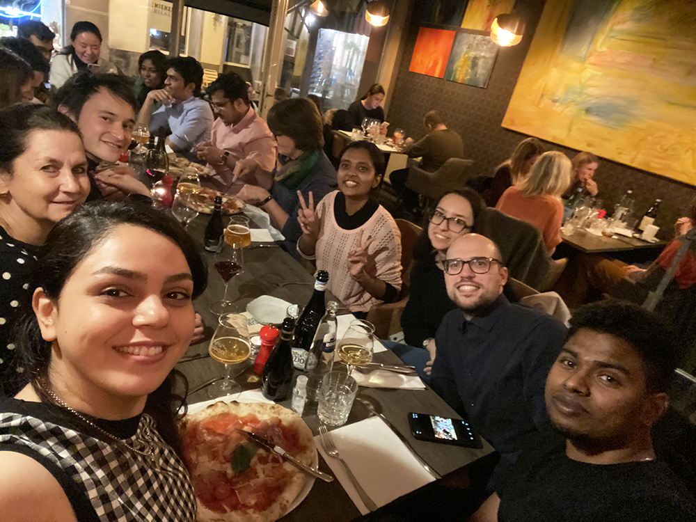 Group meal at Pizzeria, Leuven